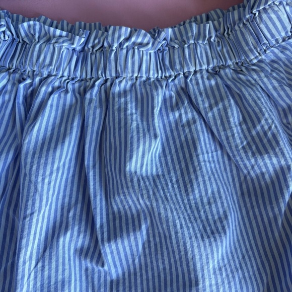 Kate Spade White Blue Striped Off the Shoulder Flutter Sleeve Blouse XS EUC - Picture 7 of 7